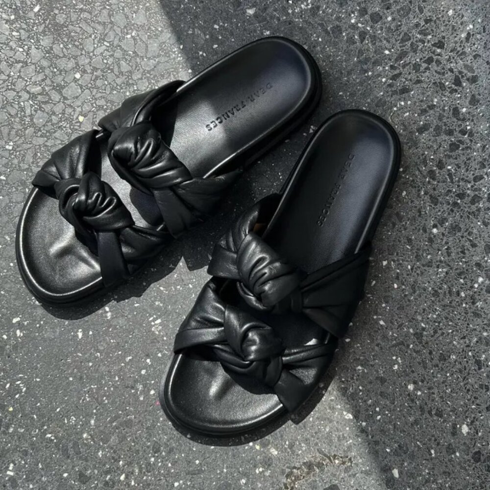 Dear Frances | Tye Slide | Black | Soft leather knot slide